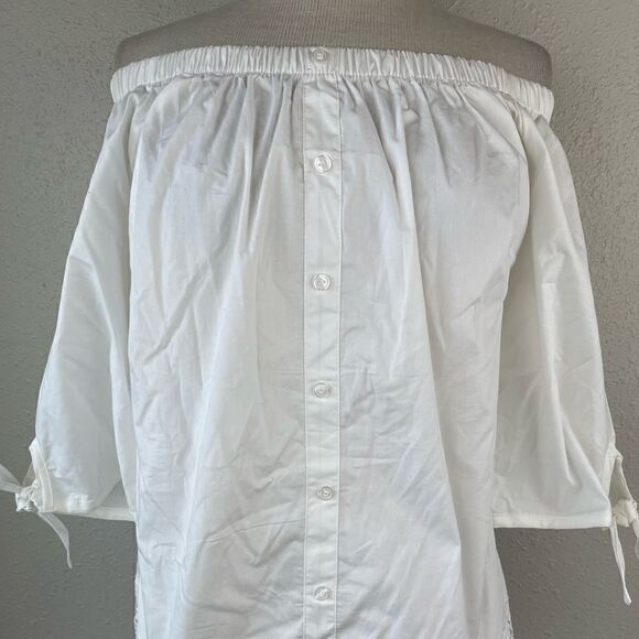 NWT Crave Fame White Shoulder Less Top Size L - Picture 2 of 7